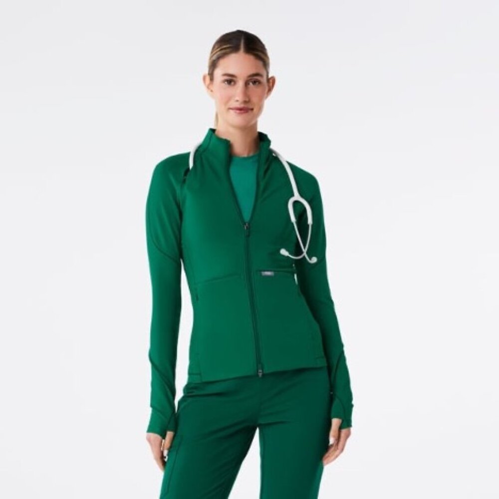 Figs ContourKnit Scrub Jacket Hunter Green - T11